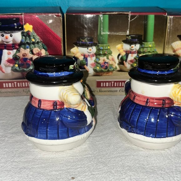 Vintage Ceramic Snowman Napkin Holder, Candle Holders, Salt and Pepper Set - Picture 10 of 16